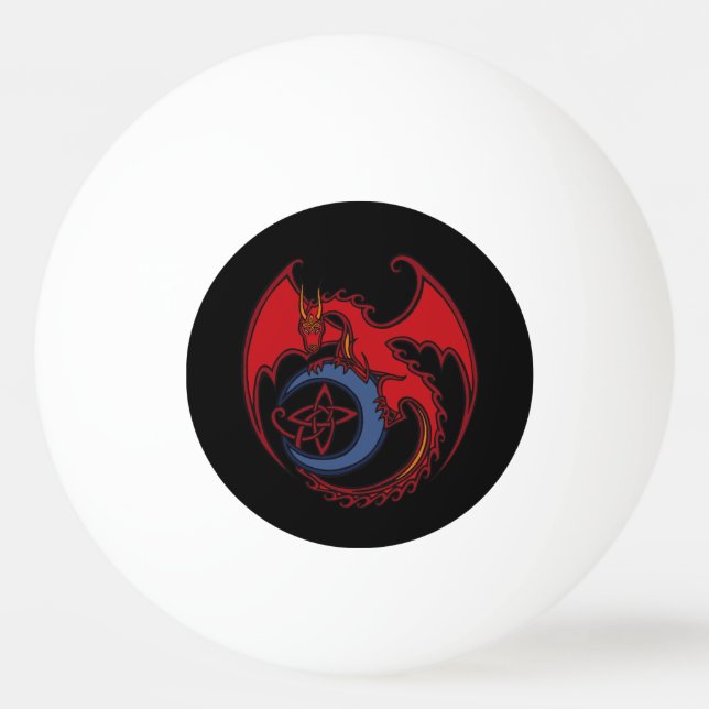 Red Black Celtic Dragon And Blue Moon Drawing Ping-Pong Ball (Front)