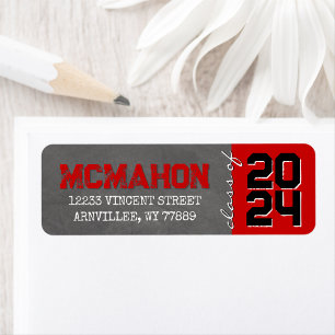 Red & Black Chalkboard Graduation Return Address Label