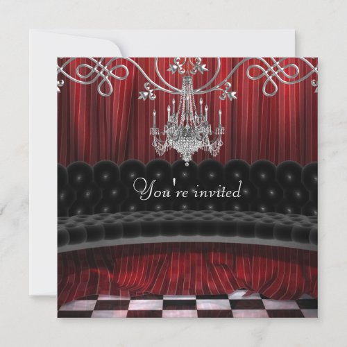 Red Black Chandelier Party Invitation Template