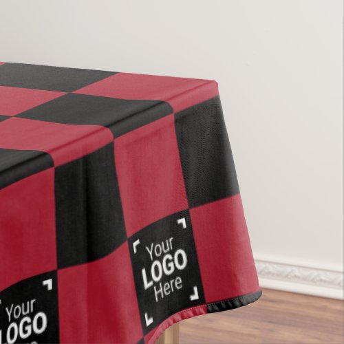 Red  Black Check Business Logo Work Event  Party Tablecloth