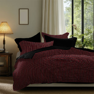Red Black Check Duvet Rustic Lumberjack Appeal Cover