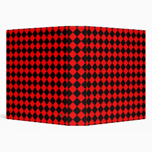 Red Black Checker Diamond Pattern 3 Ring Binder