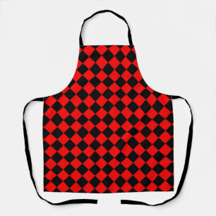 Red Black Checker Diamond Pattern Apron