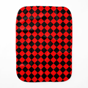 Red Black Checker Diamond Pattern Baby Burp Cloth