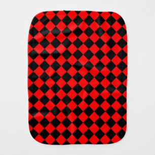 Red Black Checker Diamond Pattern Baby Burp Cloth