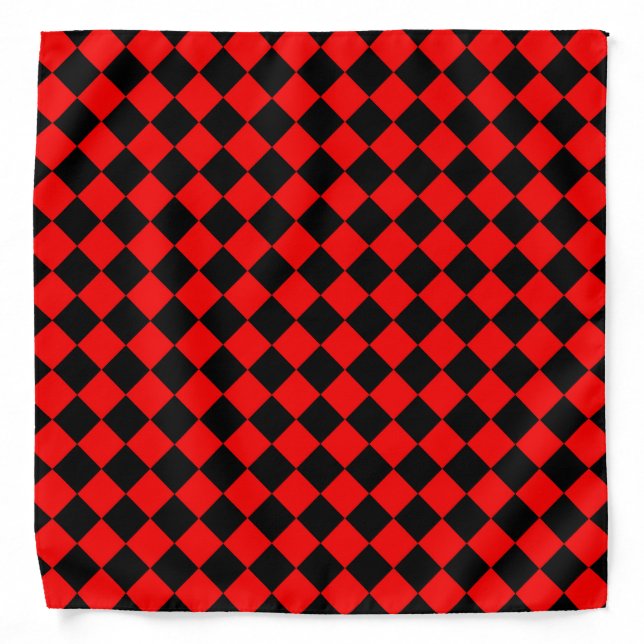Red Black Checker Diamond Pattern  Bandana (Front)