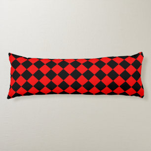 Red Black Checker Diamond Pattern Body Pillow