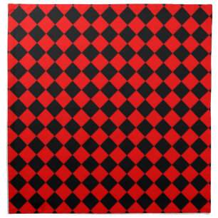Red Black Checker Diamond Pattern Cloth Napkin
