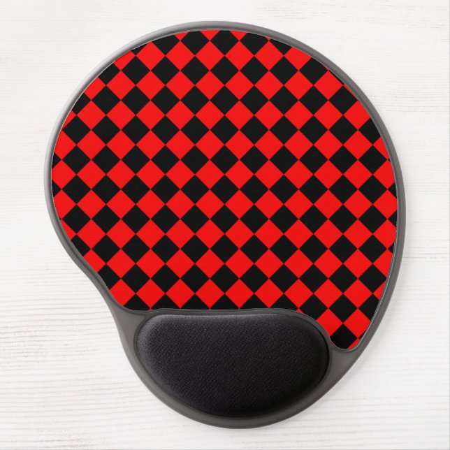 Red Black Checker Diamond Pattern  Gel Mouse Pad (Front)