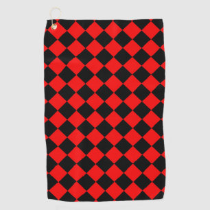 Red Black Checker Diamond Pattern Golf Towel