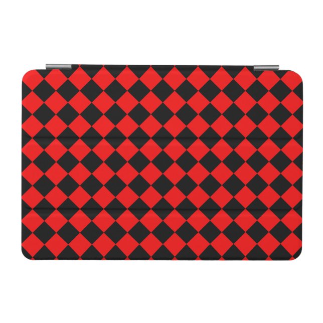 Red Black Checker Diamond Pattern iPad Mini Cover (Horizontal)