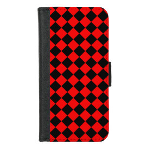 Red Black Checker Diamond Pattern iPhone 8/7 Wallet Case