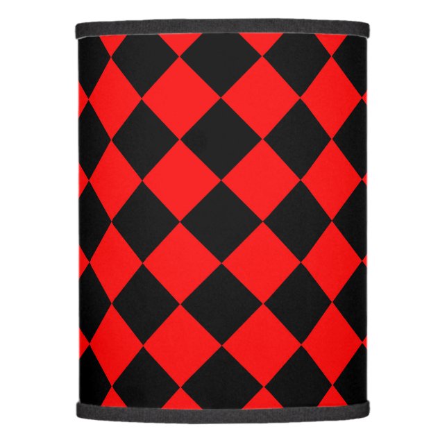 Red Black Checker Diamond Pattern Lamp Shade (Front)