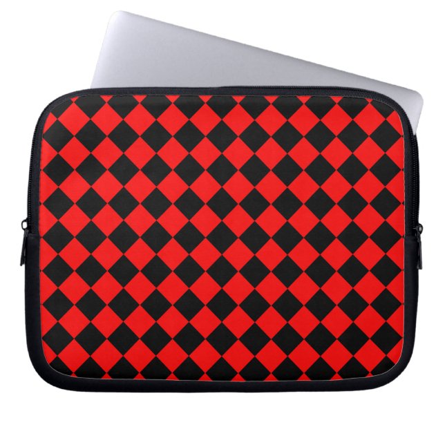Red Black Checker Diamond Pattern  Laptop Sleeve (Front)