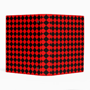 Red Black Checker Diamond Pattern Mini Binder