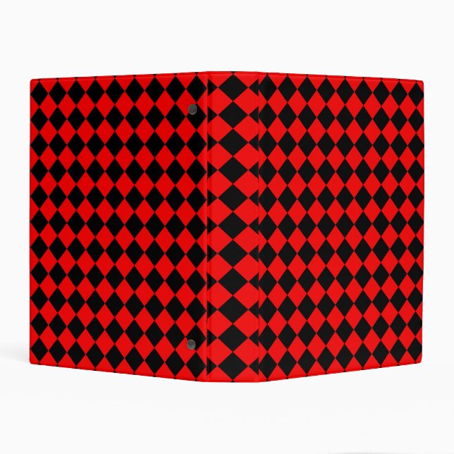 Red Black Checker Diamond Pattern Mini Binder (Background)