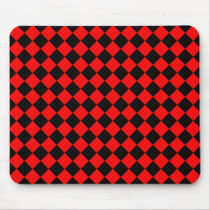 Red Black Checker Diamond Pattern Mouse Pad