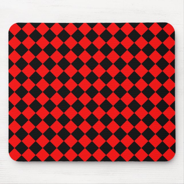 Red Black Checker Diamond Pattern  Mouse Pad (Front)