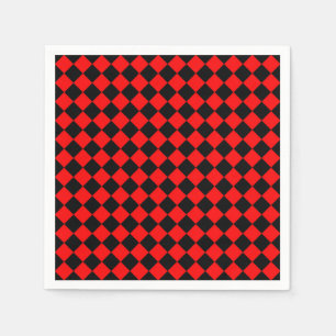 Red Black Checker Diamond Pattern Napkins
