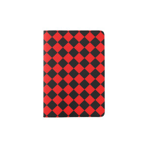 Red Black Checker Diamond Pattern Passport Holder