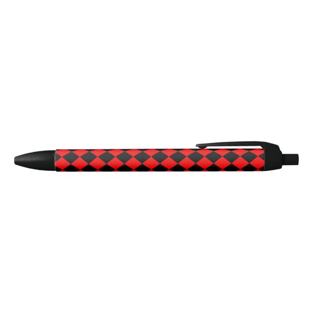 Red Black Checker Diamond Pattern Pen (Top)