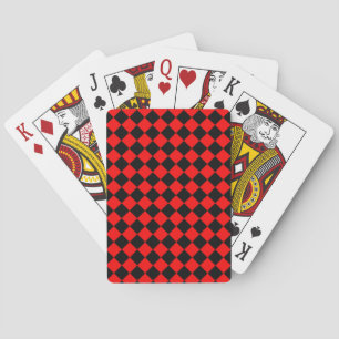 Red Black Checker Diamond Pattern Poker Cards