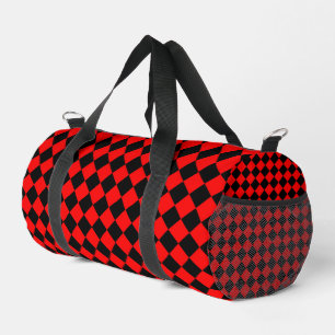 Red Black Checker Diamond Pattern Small Duffle Bag