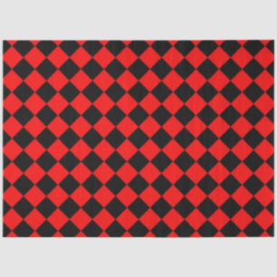 Red Black Checker Diamond Pattern Tissue Paper