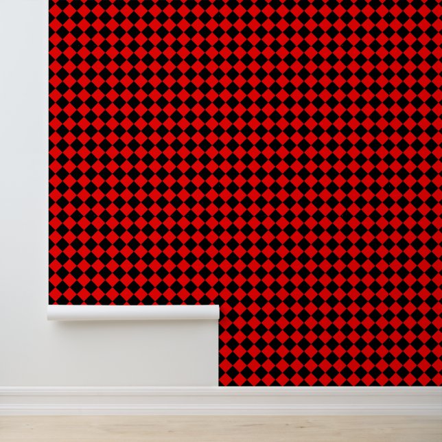 Red Black Checker Diamond Pattern Wallpaper (Application)
