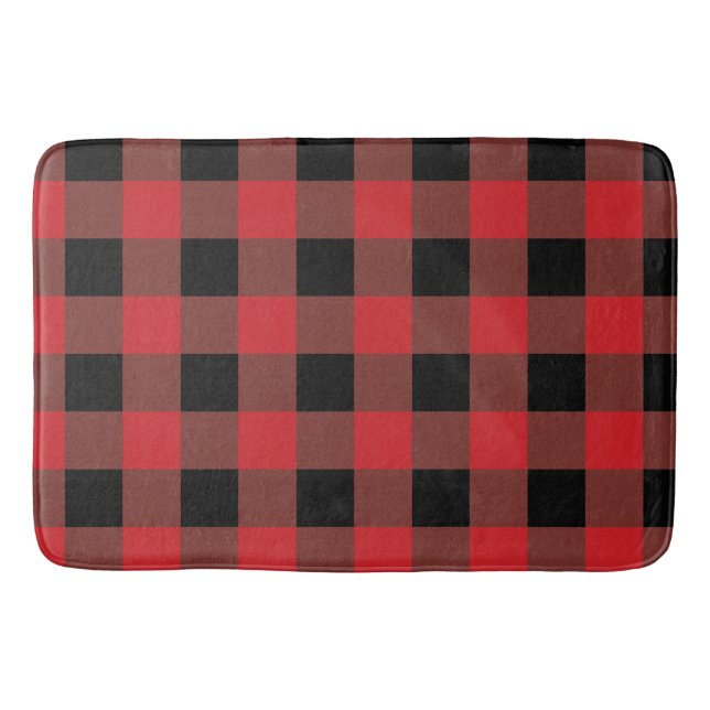 Red & Black Checker Holiday Bathmat  (Front)