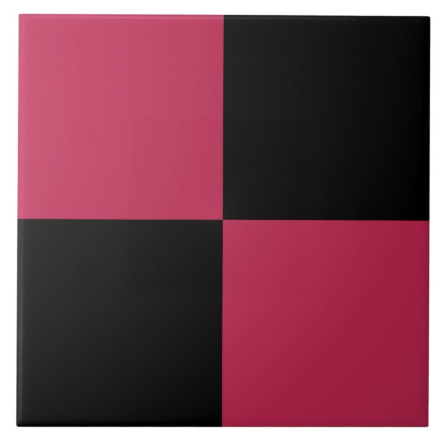 Red Black Checker Pattern Ceramic Tile (Front)