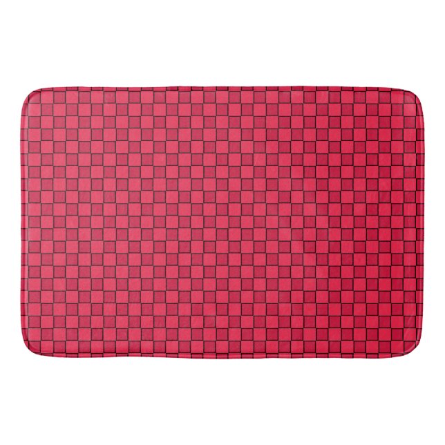 Red Black Checkerboard Bath Mat (Front)