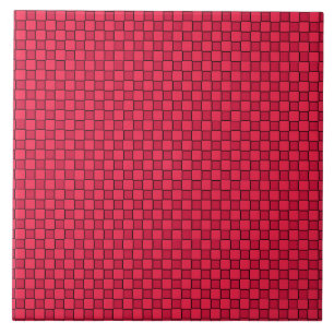 Red Black Checkerboard Ceramic Tile