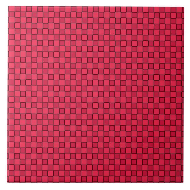 Red Black Checkerboard Ceramic Tile (Front)