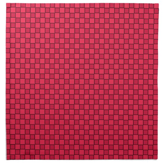 Red Black Checkerboard Cloth Napkin (Front)