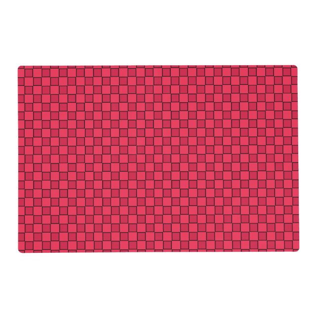 Red Black Checkerboard Laminated Placemat (Front)