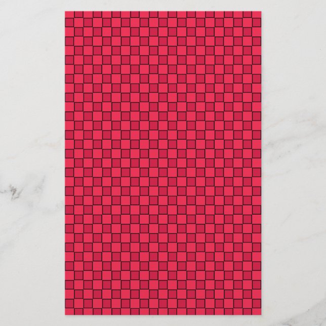 Red Black Checkerboard Stationery (Front)