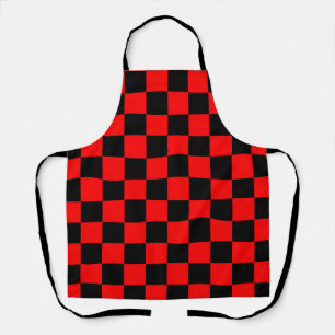 Red Black Checkered Check Pattern Apron
