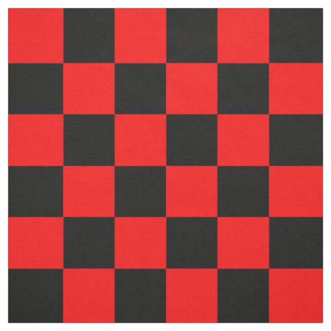 Red Black Checkered Check Pattern Fabric (Swatch)