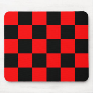 Red Black Checkered Check Pattern Mouse Pad