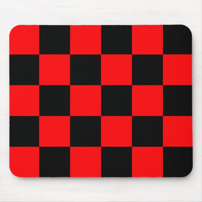 Red Black Checkered Check Pattern Mouse Pad (Front)