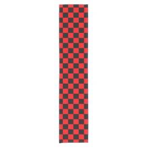 Red Black Checkered Check Pattern Short Table Runner
