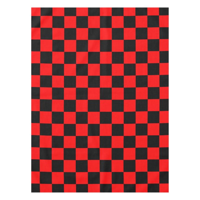 Red Black Checkered Check Pattern Tablecloth (Front)