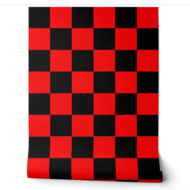 Red Black Checkered Check Wall Decor (Unrolling)