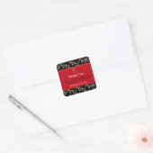 Red, Black Cherry Blossoms Wedding Favor Sticker (Envelope)