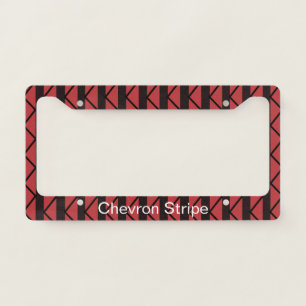 Red Black Chevron Stripe Pattern License Plate Frame