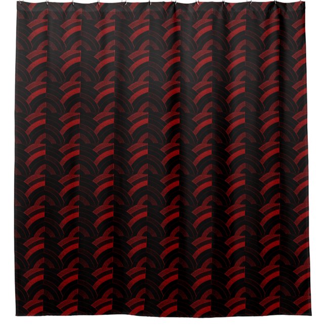 red/black chic sophisticated  chevrons pattern shower curtain (Front)