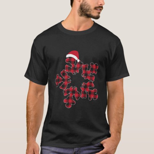 Red Black Christmas Buffalo Plaid Snowflakes Santa T_Shirt