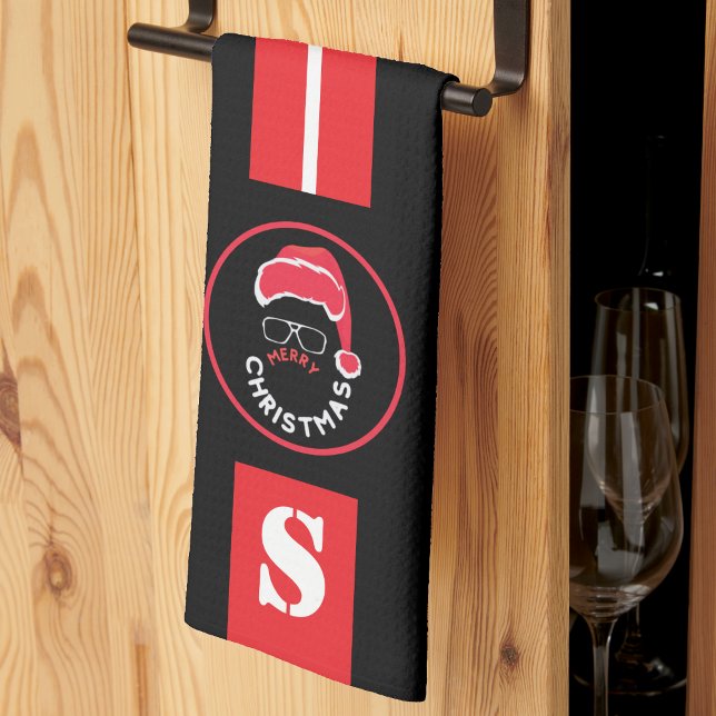 Red Black Christmas Holiday Party Kitchen Towel (Creator Uploaded)