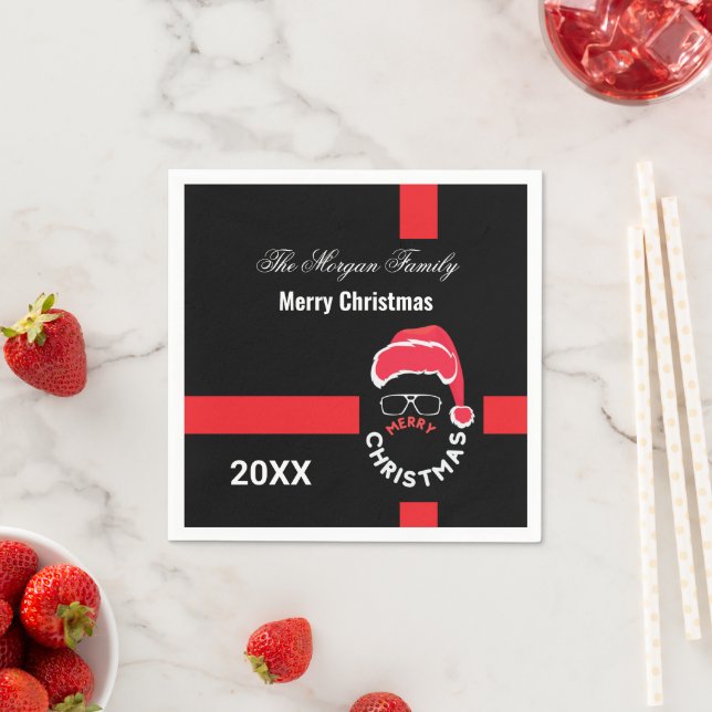 Red Black Christmas Holiday Party Napkins (Insitu)
